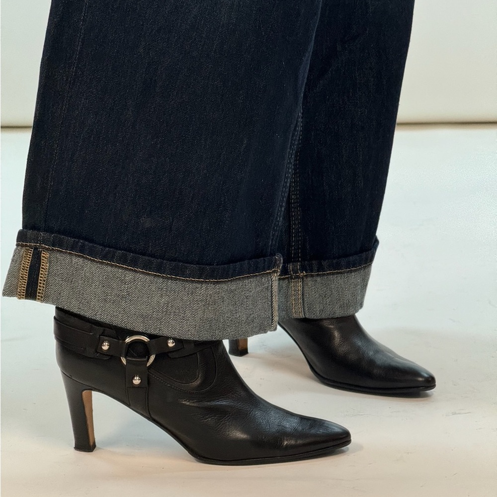 Manolo Blahnik Heeled Leather Ankle Moto Boots